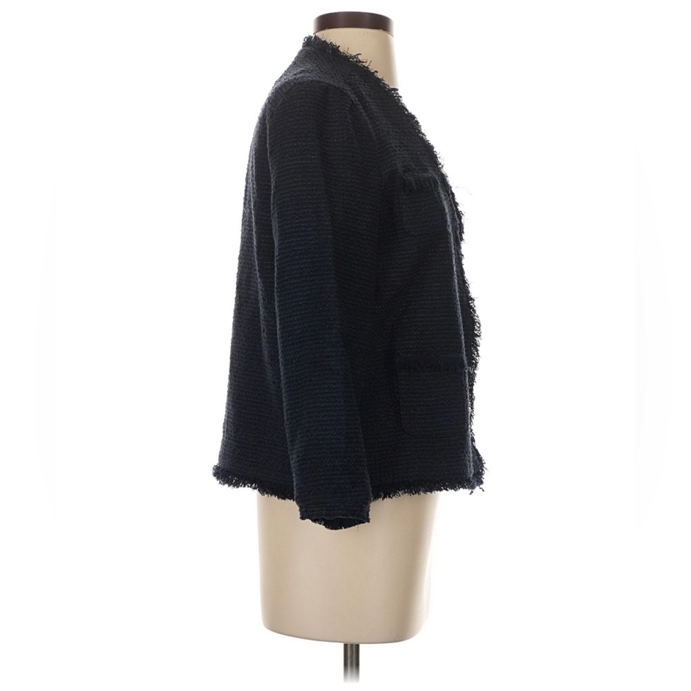 Women’s Navy Blue Fringe Trim Jacket - Picture 3 of 6